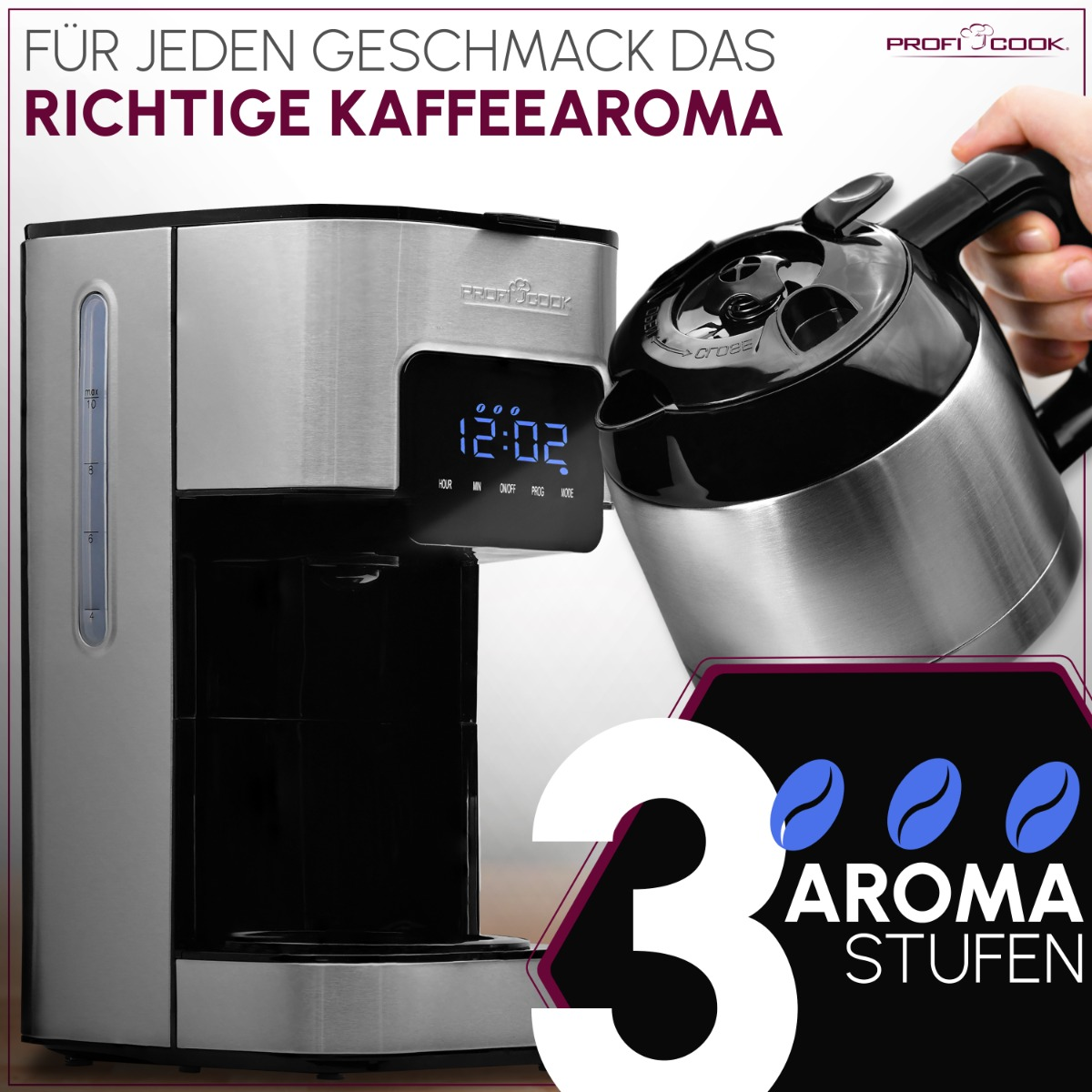 PROFICOOK PC-KA Kaffeemaschine Silber 1191