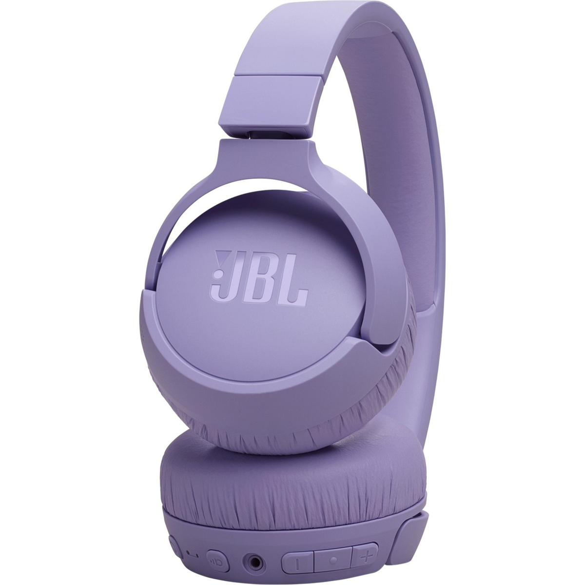 Ein Paar lila JBL-Kopfhörer mit dem JBL-Logo.