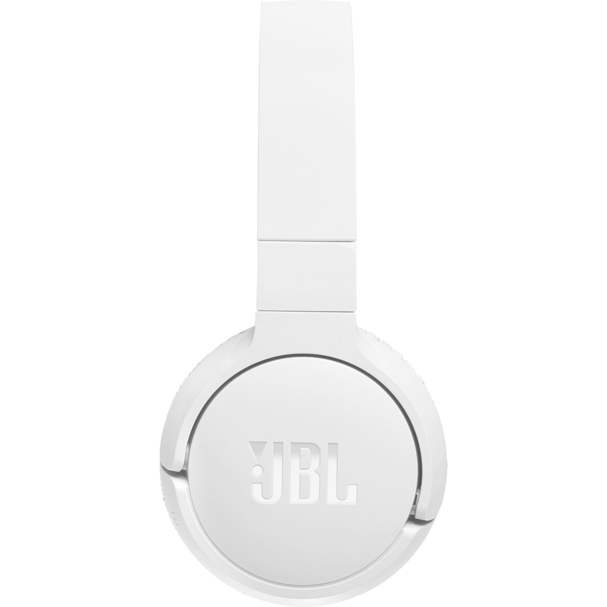 Weiße JBL-Kopfhörer mit kreisförmiger Ohrmuschel und dem JBL-Logo an der Seite.