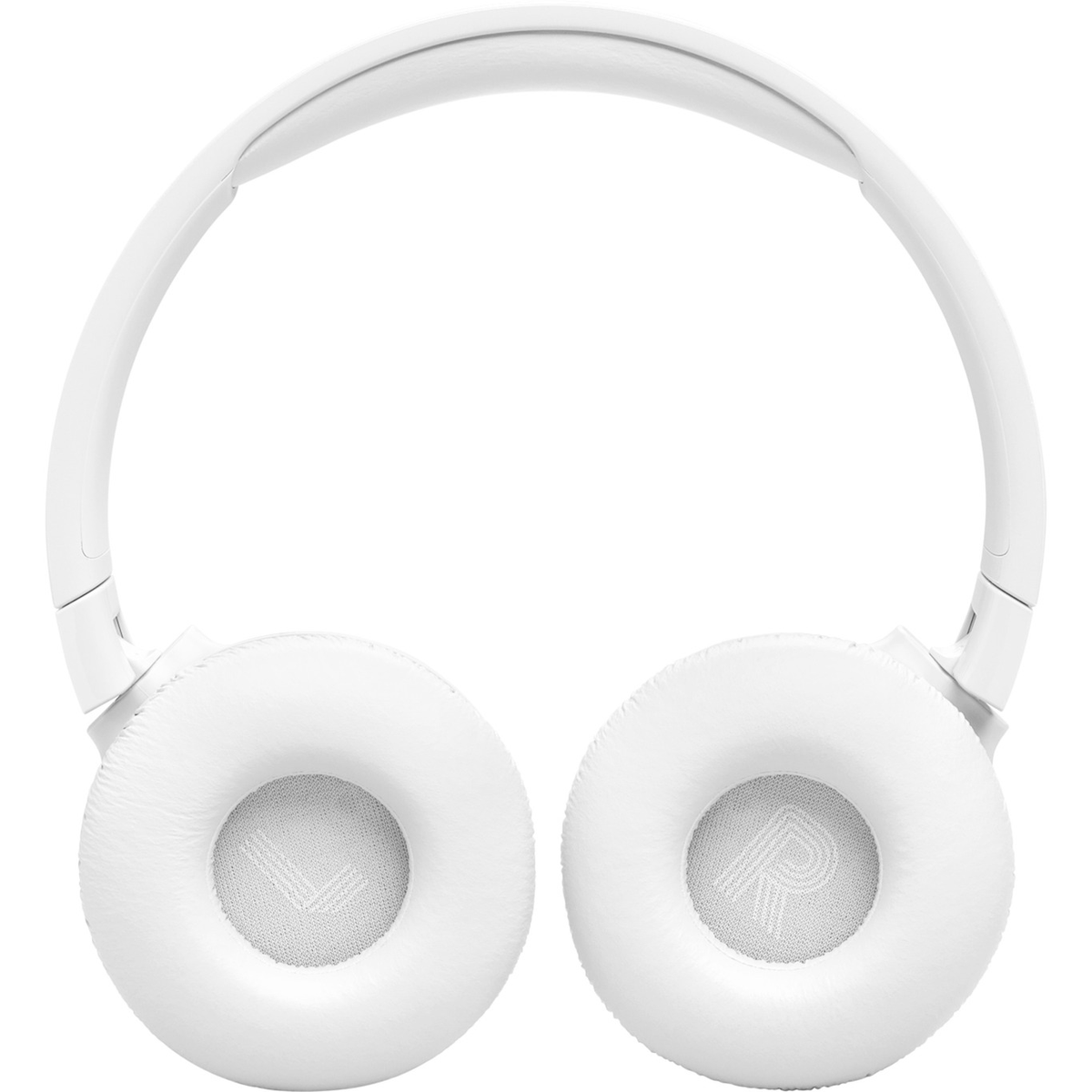 Weiße Over-Ear-Kopfhörer. Die Ohrmuscheln sind rund und mit 'R' und 'L' gekennzeichnet.