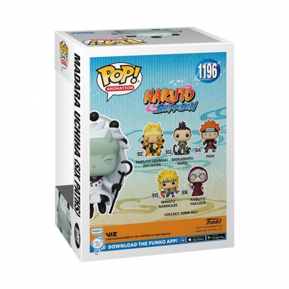 Una scatola Funko Pop di Madara Uchiha (Six Paths) da Naruto Shippuden.