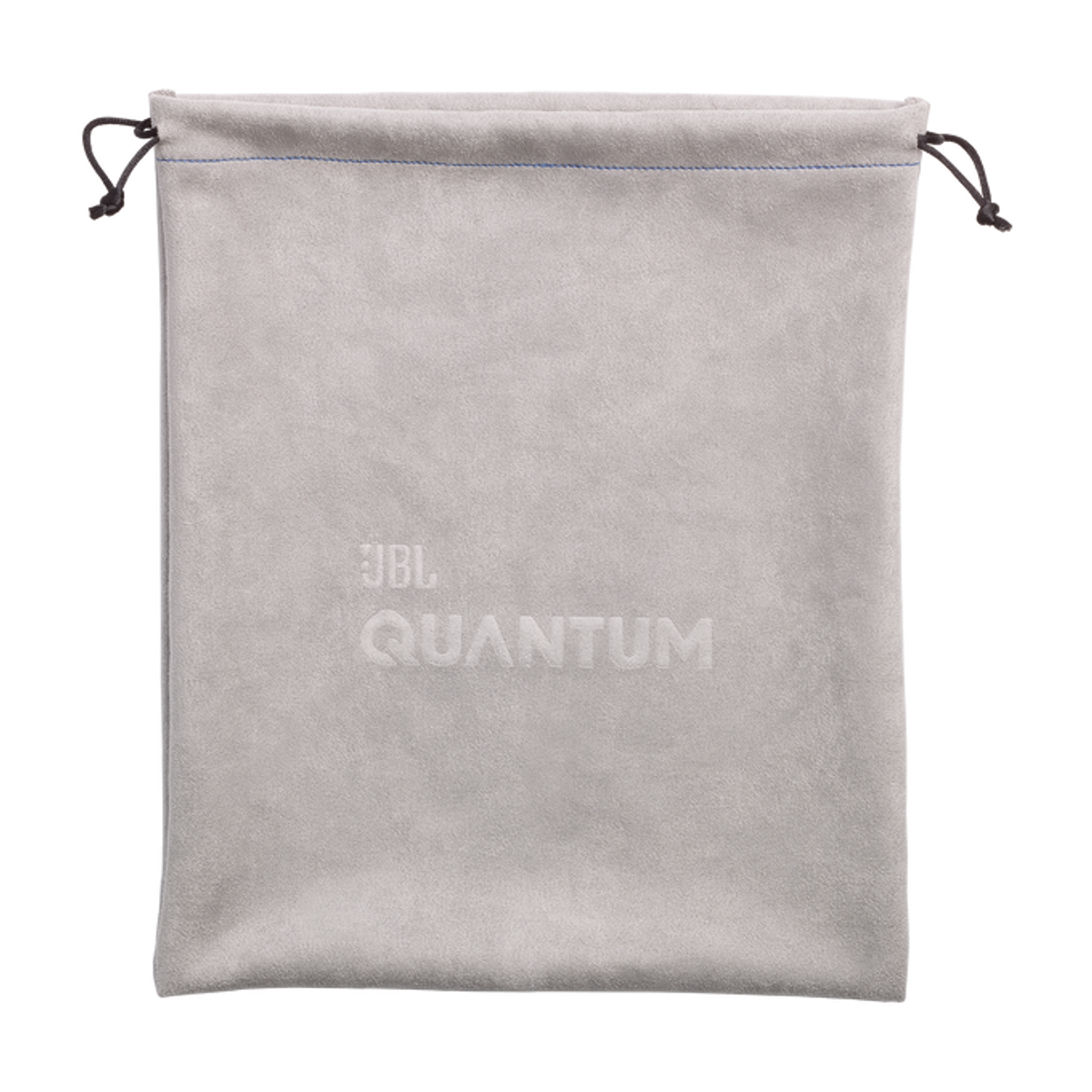 Szara torba na słuchawki JBL Quantum na czarnym tle.