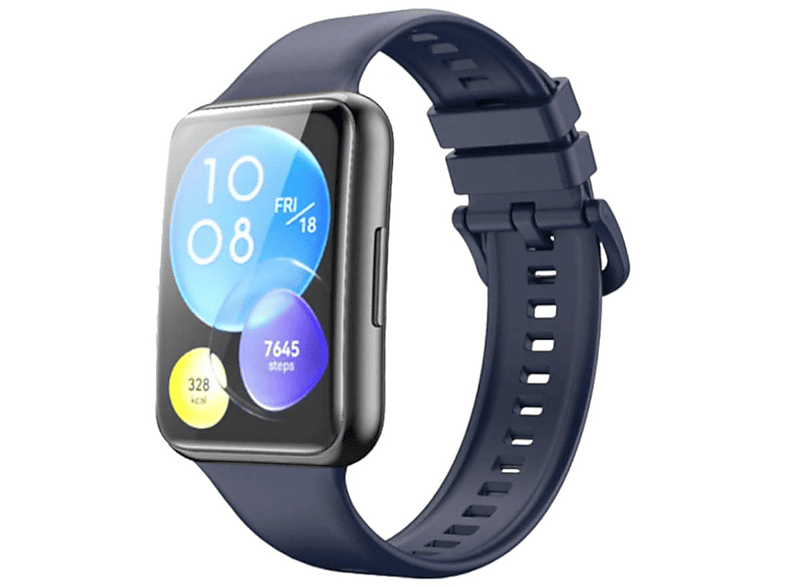 WIGENTO Kunststoff Silikon Sport Uhr Watch Band, Ersatzarmband, Huawei, Watch Fit 2, Navy-Blau