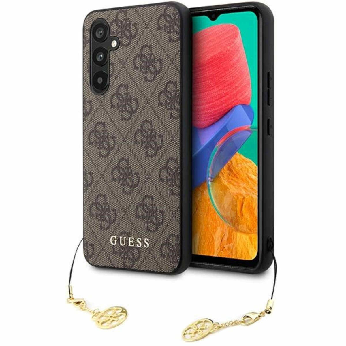 GUESS 4G Chain Charms Collection Full Design Hülle, Galaxy A54, Samsung, Braun Cover