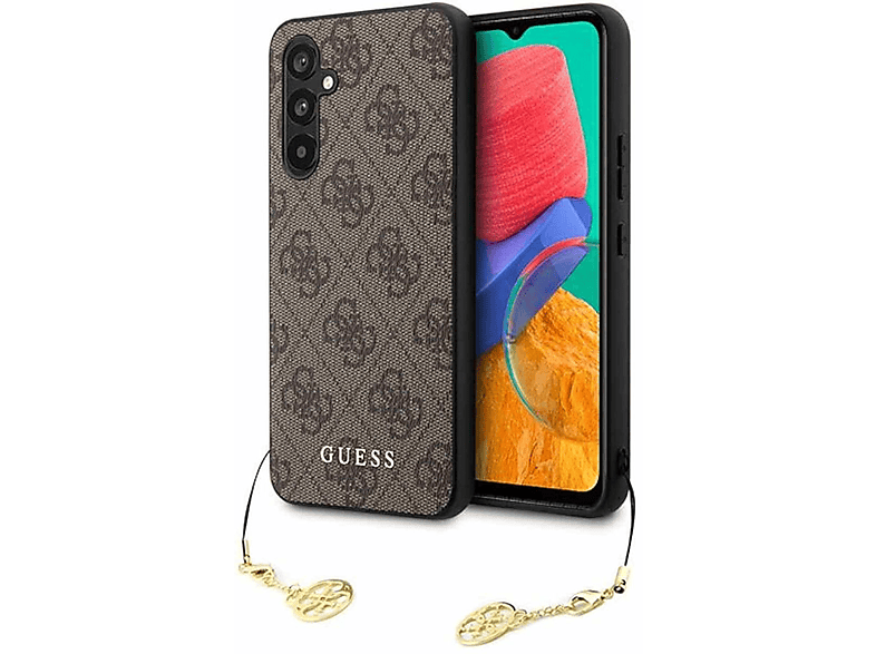 GUESS 4G Chain Charms Collection Design Hülle, Full Cover, Samsung, Galaxy A54, Braun