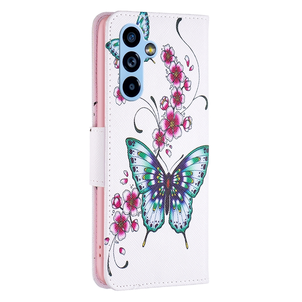 WIGENTO Book Wallet mit Tasche Galaxy A54 & Motiv Geld Bookcover, 5G, Fach, Druck mit Muster Samsung, Kreditkarten Weiß