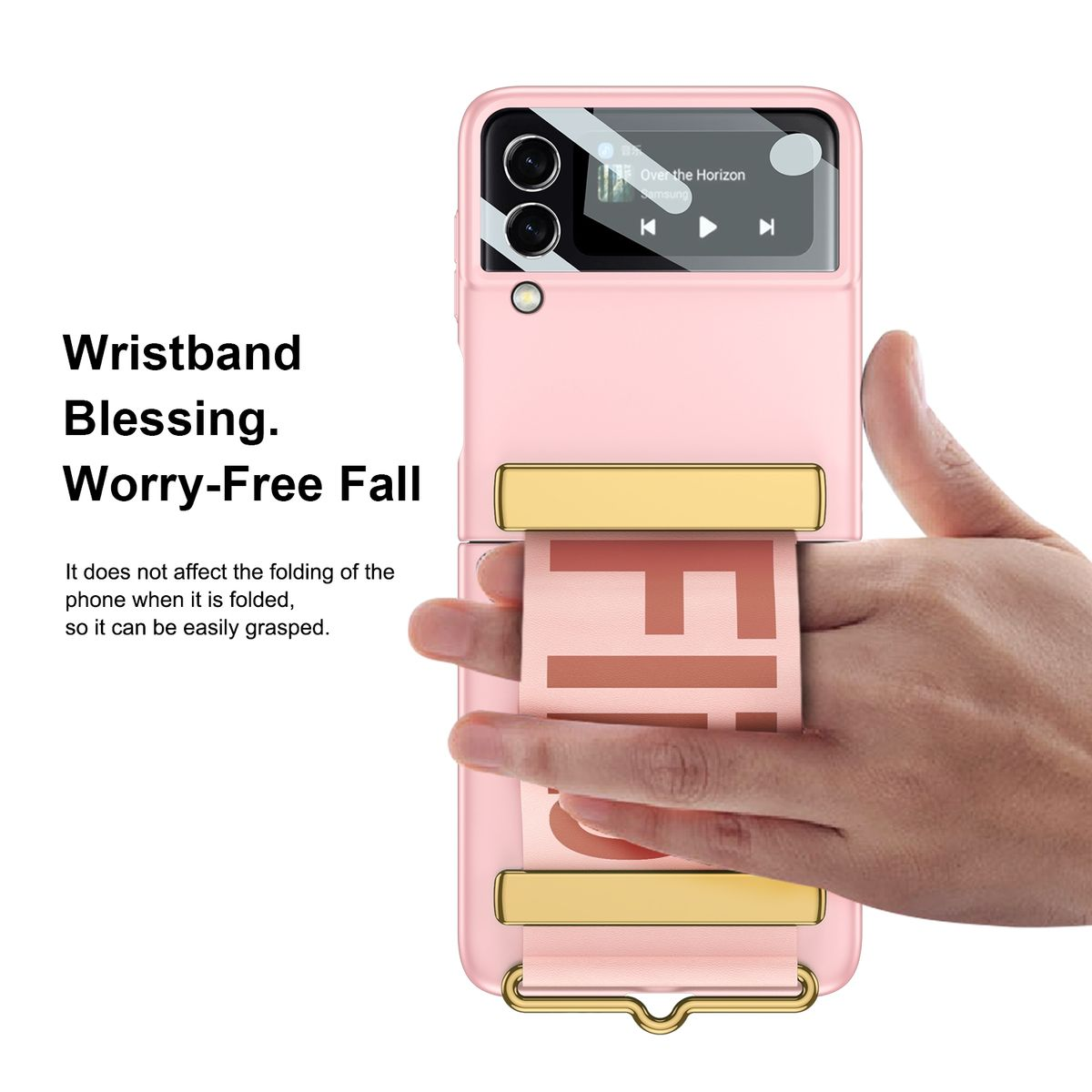 Halteband, Design 5G, Samsung, mit Flip4 Hülle Z Backcover, Pink Galaxy WIGENTO