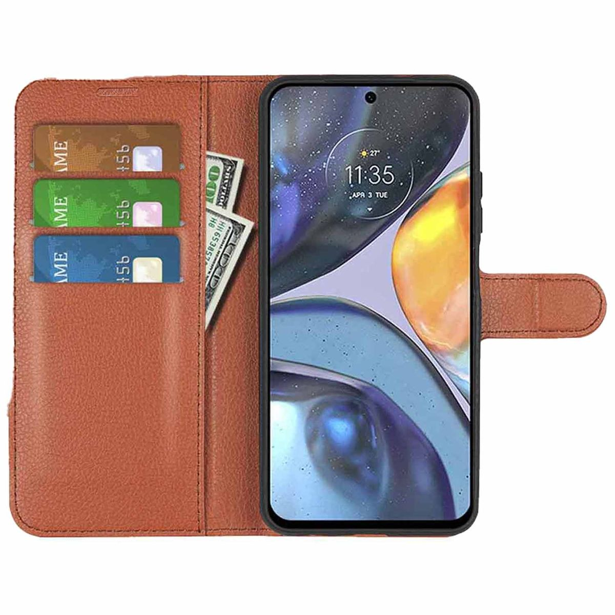 WIGENTO Book Wallet Tasche & Braun Bookcover, Fach, Kreditkarten Moto / Motorola, Geld G22