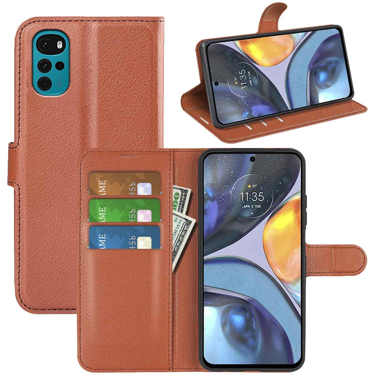 WIGENTO Book Wallet Tasche & Braun Bookcover, Fach, Kreditkarten Moto / Motorola, Geld G22