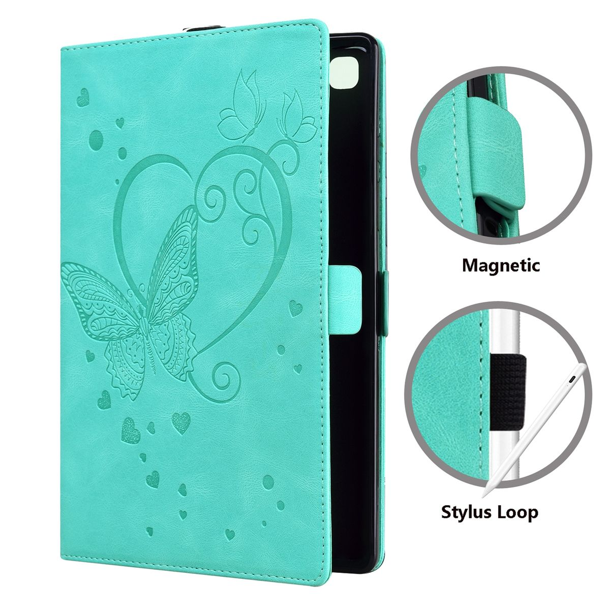 WIGENTO Schmetterling Wake Pad Muster Funktion, Sleep Cover, Grün Tasche Design / Full 5 Pad UP mit 5 Xiaomi, Pro, aufstellbar