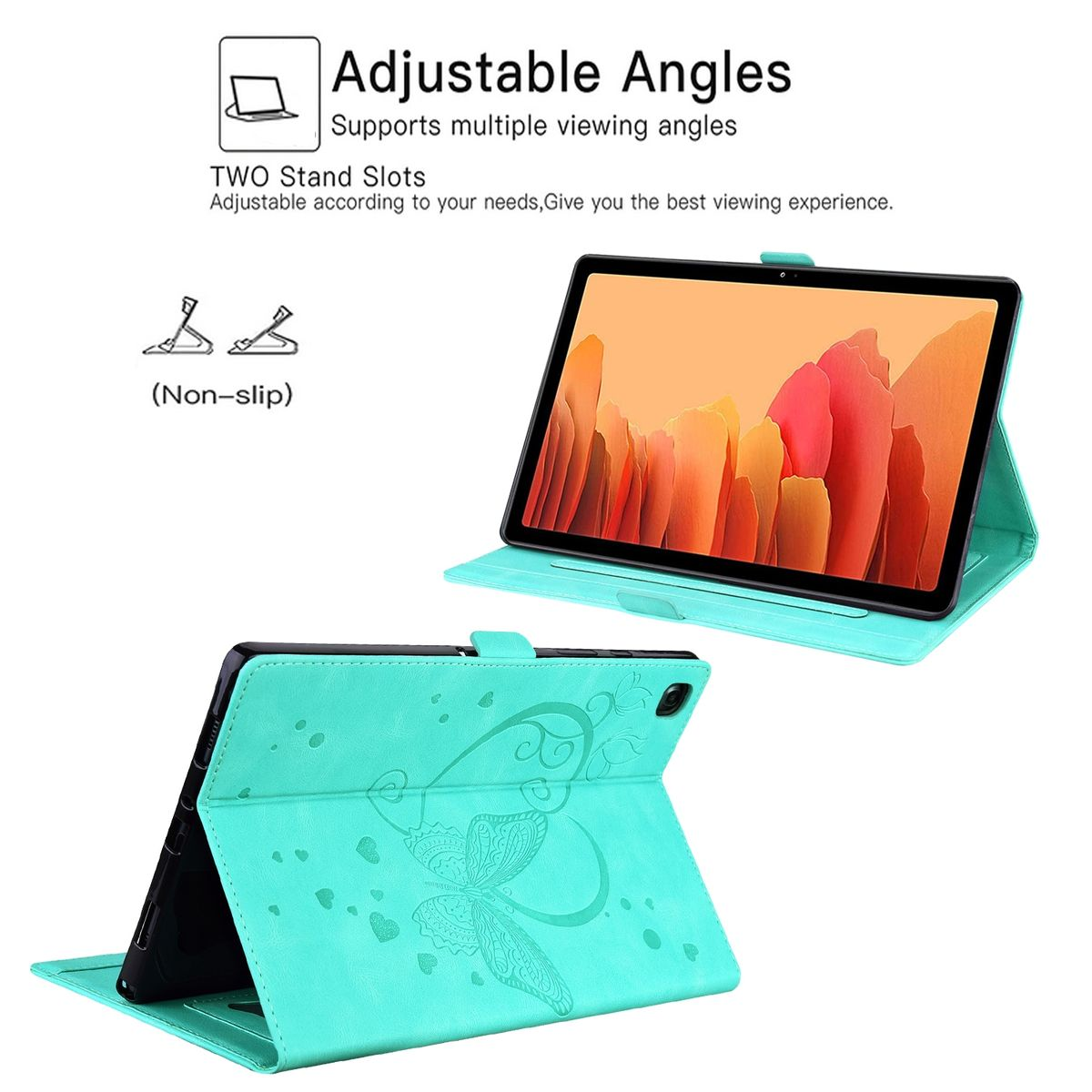 mit Grün Funktion, Pro, Muster Full Cover, 5 Design Tasche / Sleep WIGENTO 5 Xiaomi, Schmetterling Pad Wake aufstellbar UP Pad