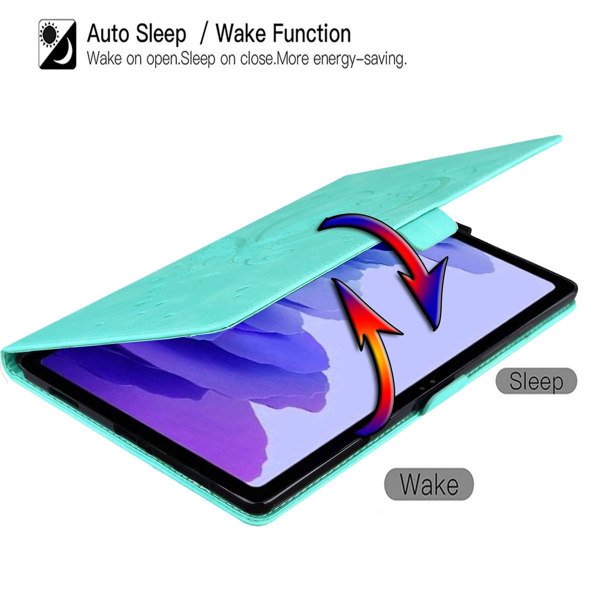WIGENTO Schmetterling Muster Design UP Pad 5 Tasche Cover, Funktion, 5 Grün Pad Pro, / mit Sleep Full aufstellbar Xiaomi, Wake
