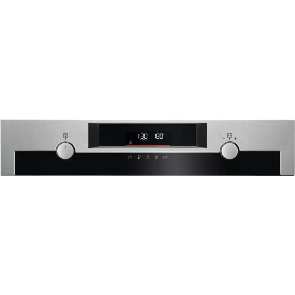 Panel de control del horno con pantalla digital.