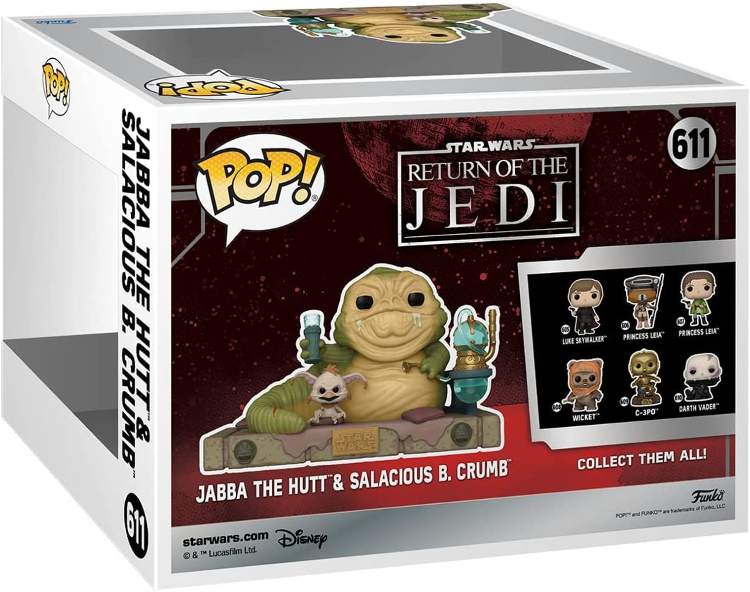 Funko Pop-Box mit Jabba the Hutt und Salacious B. Crumb. Star Wars-Thema.