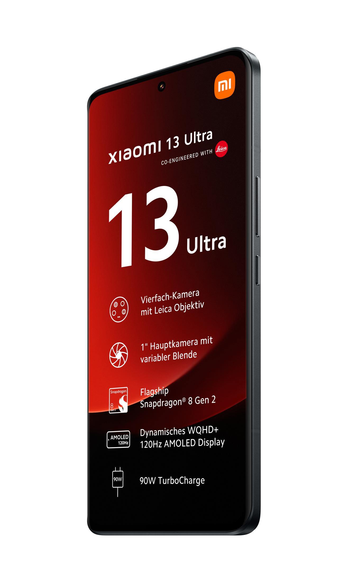 Ein Smartphone auf einer weißen Oberfläche. Das Telefon hat einen schwarzen Rahmen und einen großen Bildschirm mit Text und Symbolen.