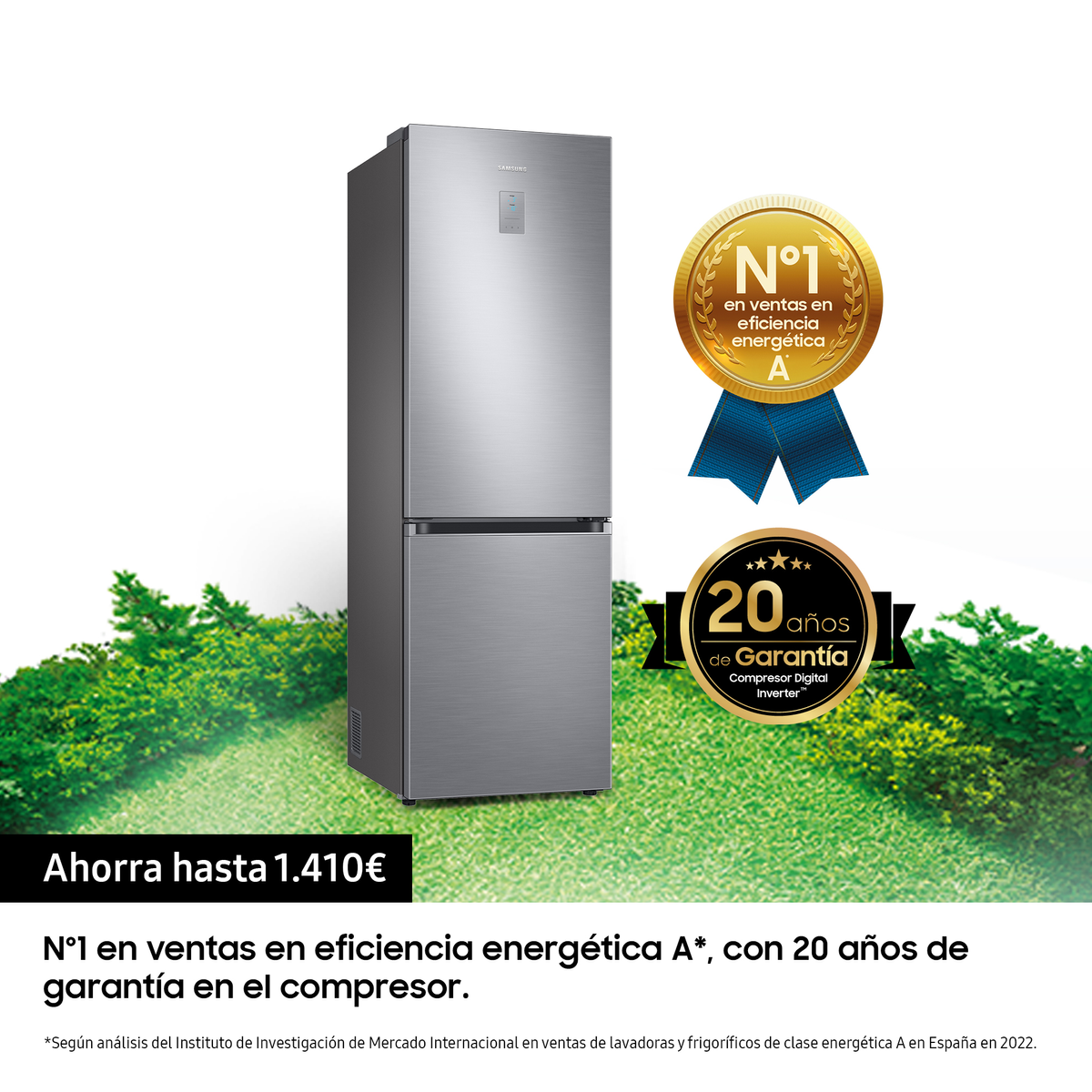 Frigorífico combi - SAMSUNG SMART RB34C775CS9/EF, No Frost, No Frost, Altura 185,3 cm, Capacidad 344 l, Inox