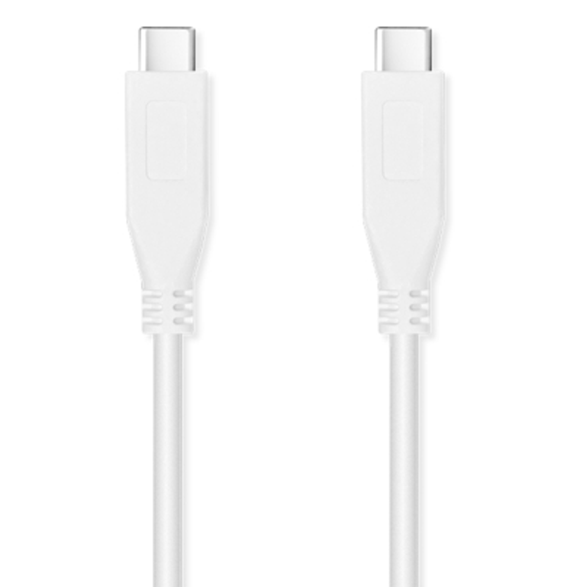 Zwei weiße USB-C-Kabel nebeneinander, vor weißem Hintergrund.