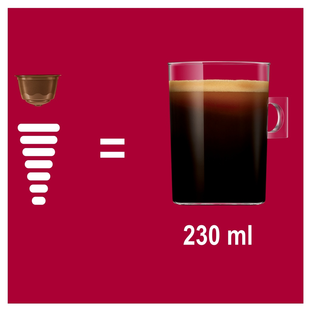 Una capsula di caffè fa 230 ml di caffè.