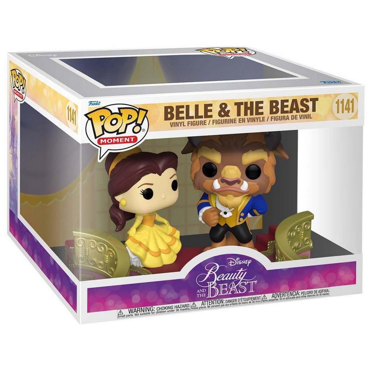 Personaggi di Belle e la Bestia all'interno di una scatola Disney La Bella e la Bestia.