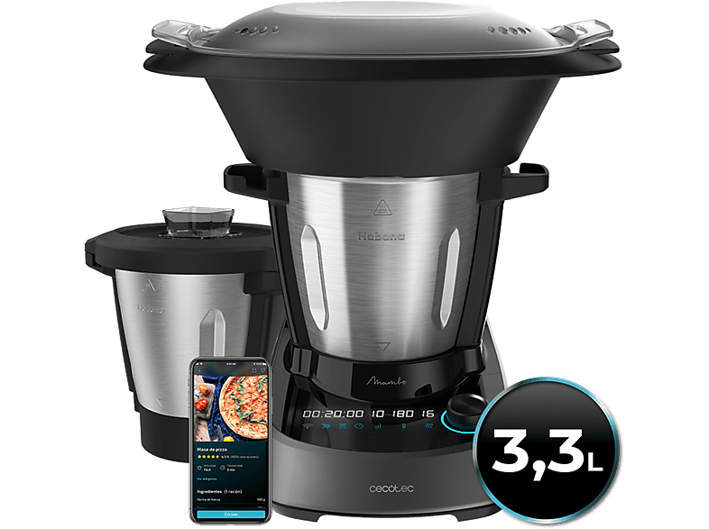 Robot de cocina - CECOTEC Mambo 11090 Habana, 1600 W, 3,3 l, Negro