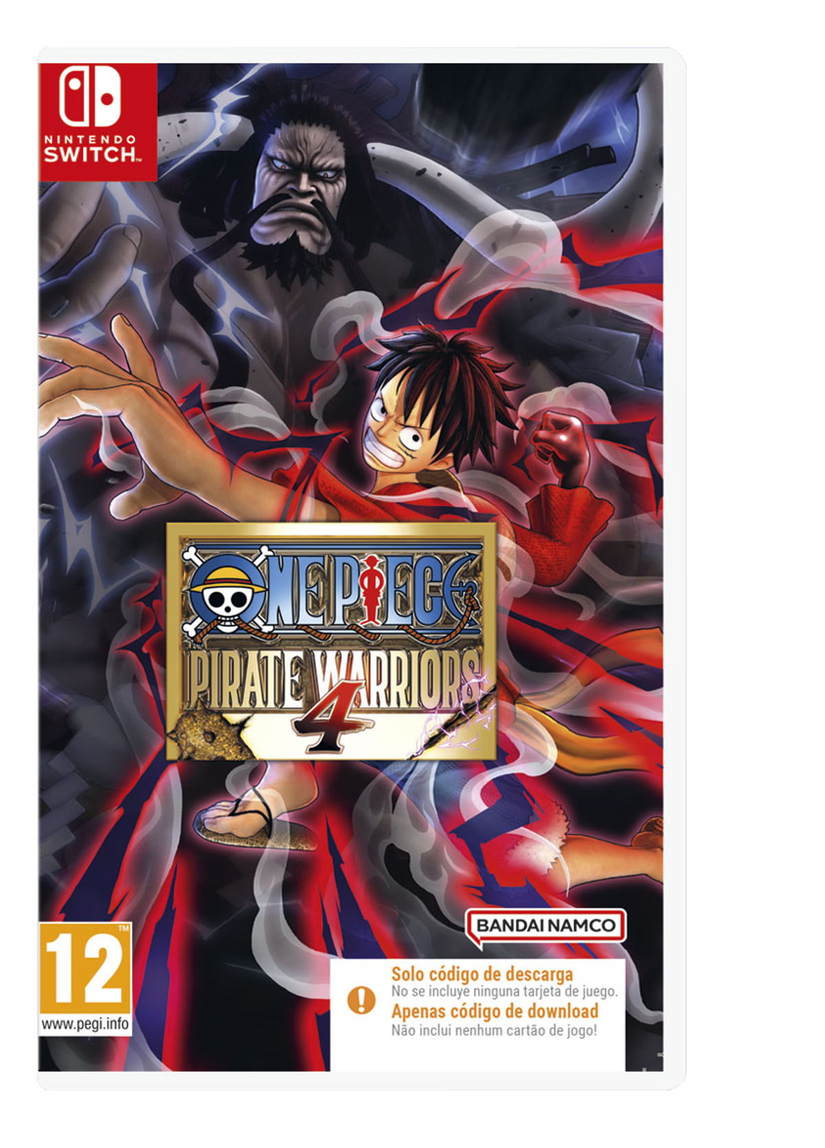 Custodia del gioco Nintendo Switch per One Piece: Pirate Warriors 4, con i personaggi del gioco in azione.