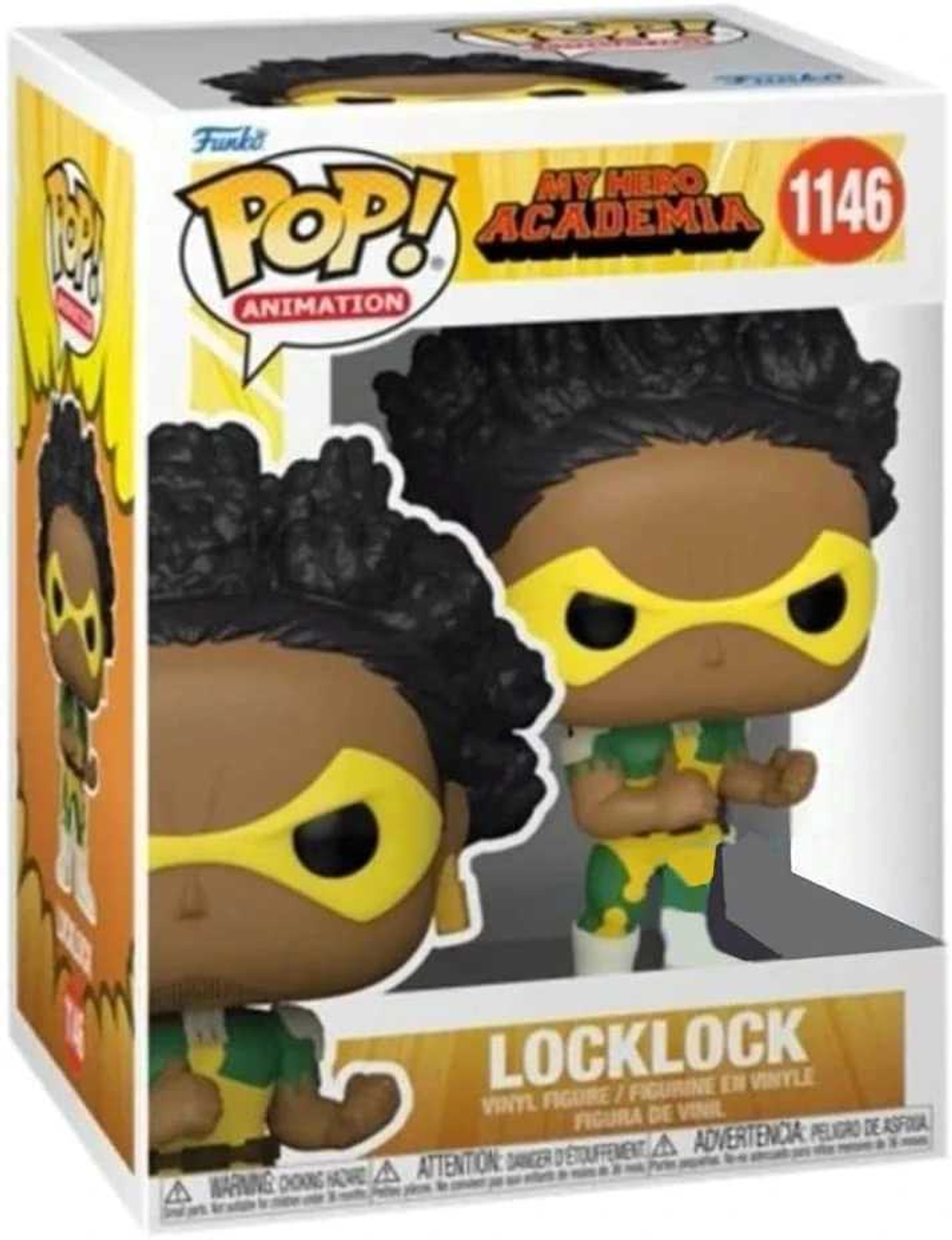 Figura Funko Pop di Locklock da My Hero Academia, in una scatola.