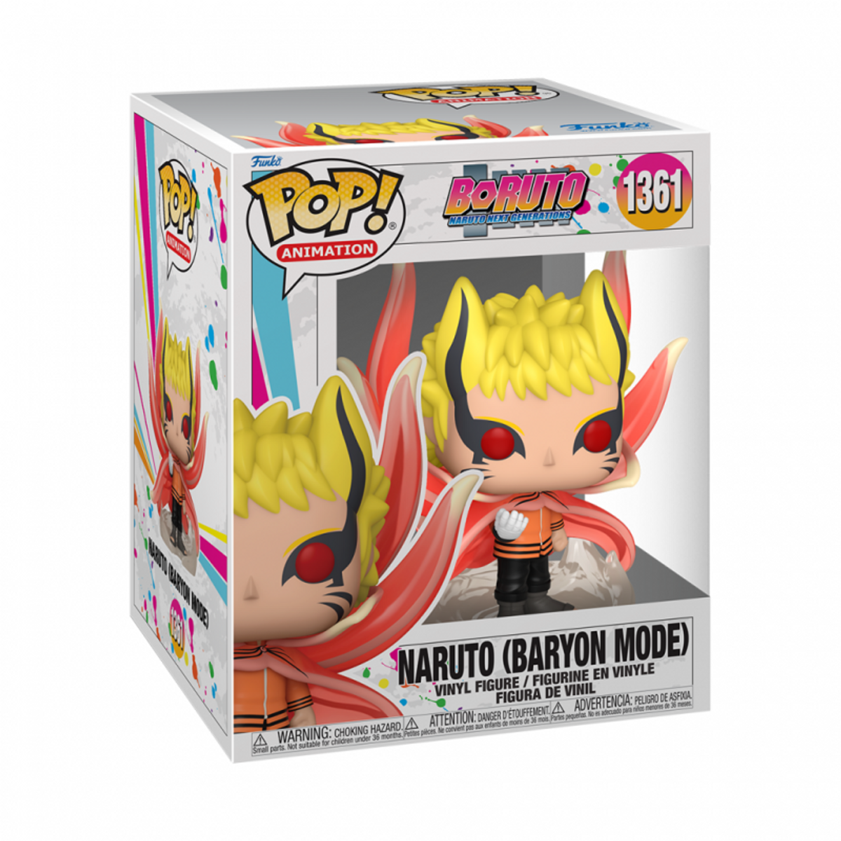 Naruto Baryon Mode Funko Pop! Figur in einer Displaybox. Zeigt Figur und Boxdetails.