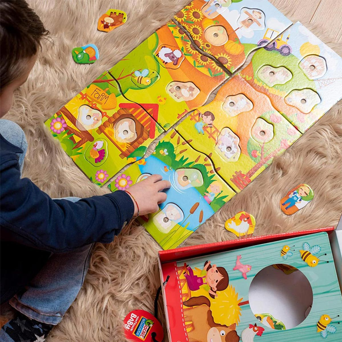 LERNEN & CO Spielebox Bauernhof, Montessori Baby mehrfarbig Lernspiele, Lisciani von