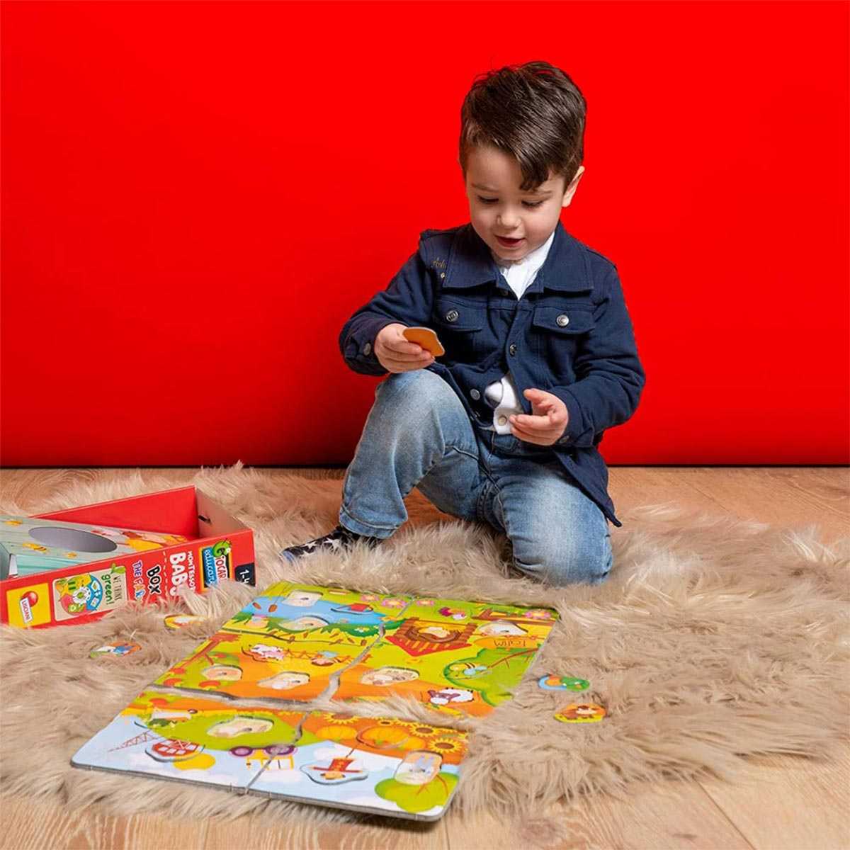 LERNEN & CO Spielebox Bauernhof, Montessori Baby mehrfarbig Lernspiele, Lisciani von