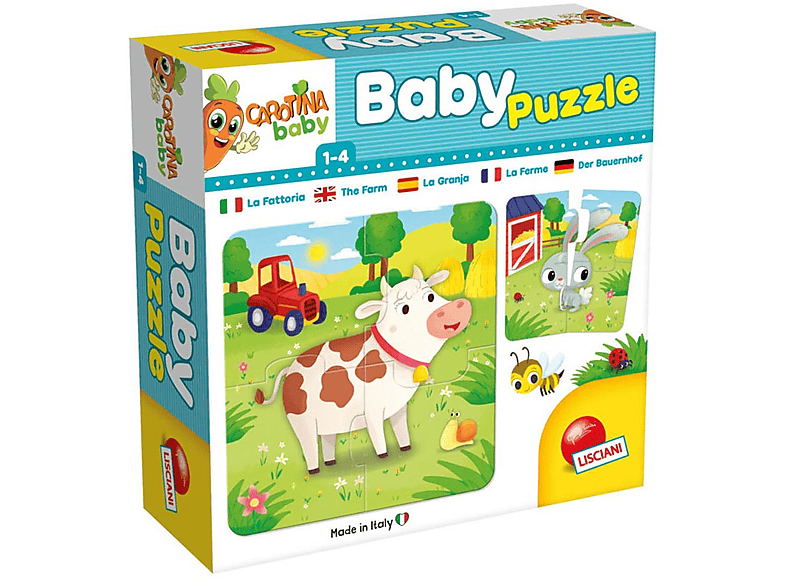 LERNEN & CO Babypuzzel Set, Lernspiele, mehrfarbig Bauernhoftiere - Lisciani Carotina Baby von