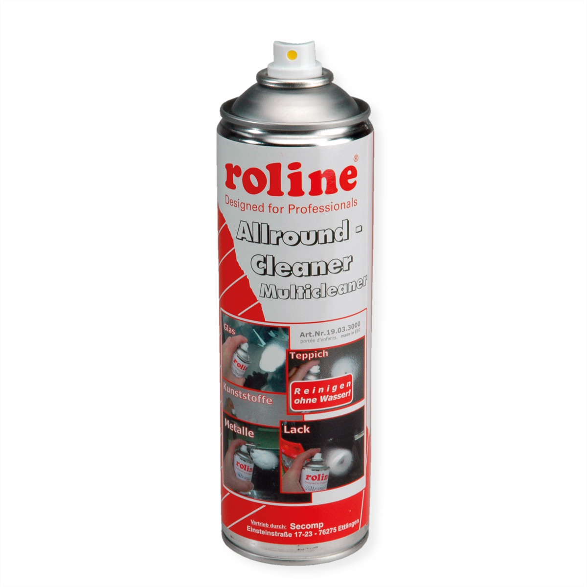 Puszka spray Roline Allround Cleaner z informacjami o produkcie i obrazami.