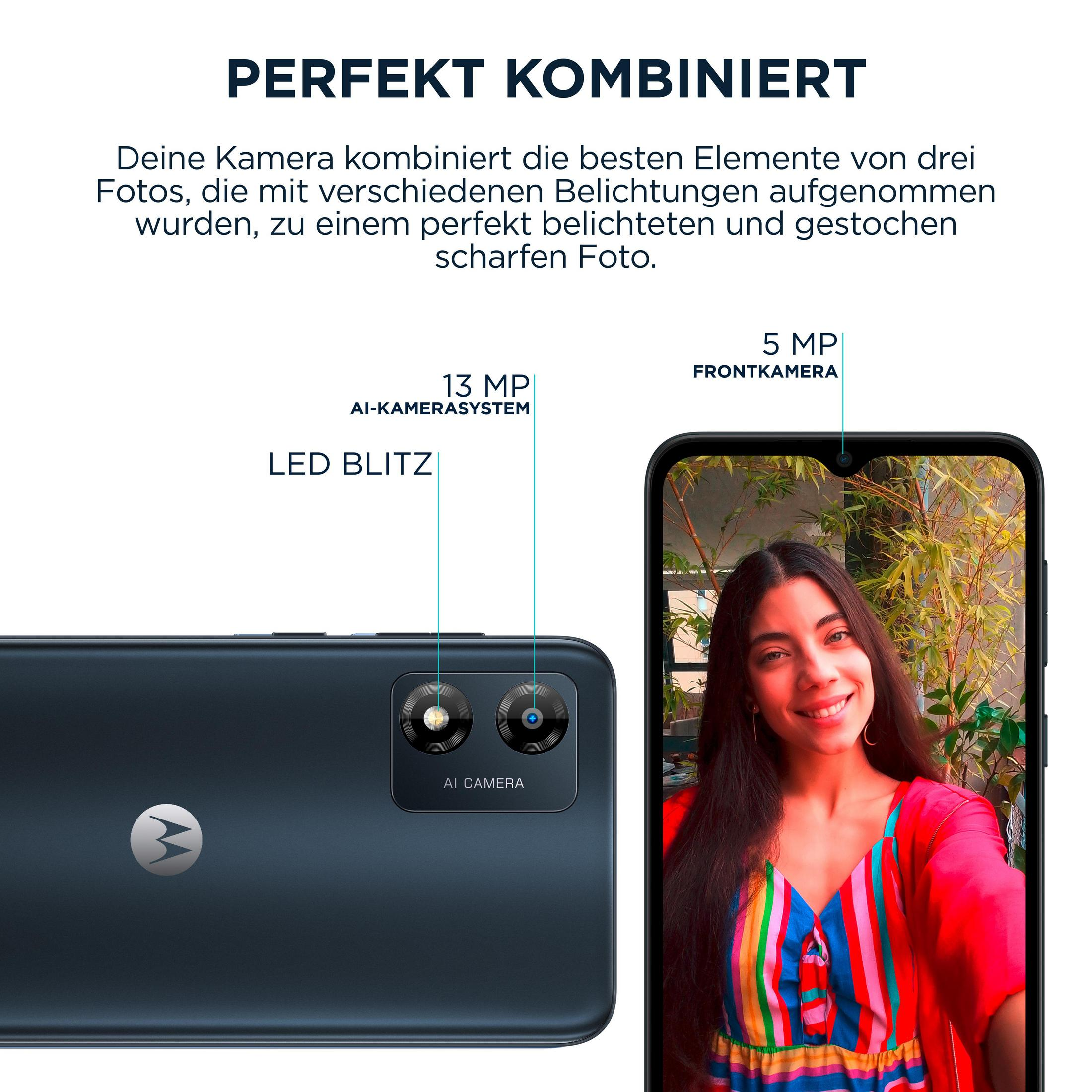 Smartfon ze zdjęciem uśmiechniętej kobiety. Telefon ma dwa aparaty i lampę błyskową.