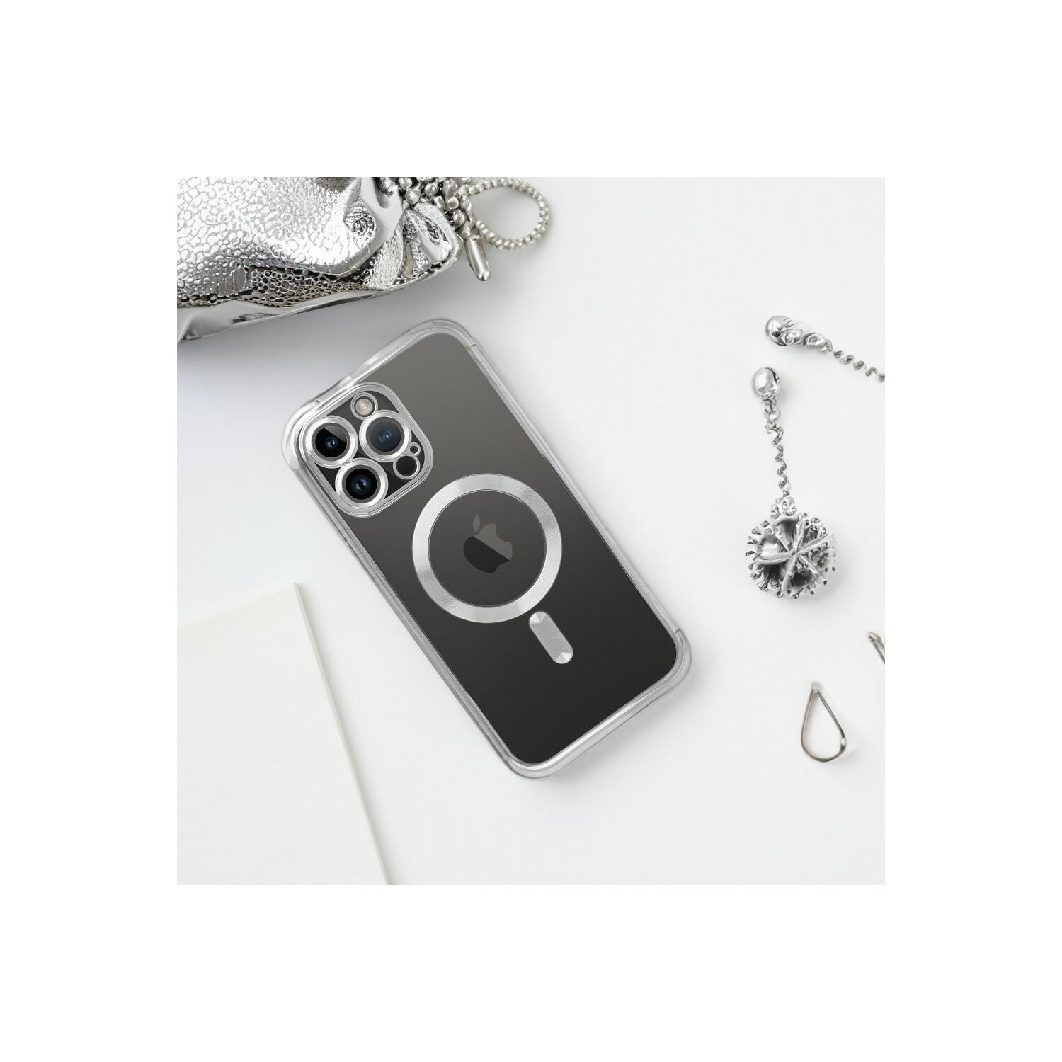 iPhone COFI Kameraschutz, Hülle Apple, Backcover, mit MagSafe Silber 14,