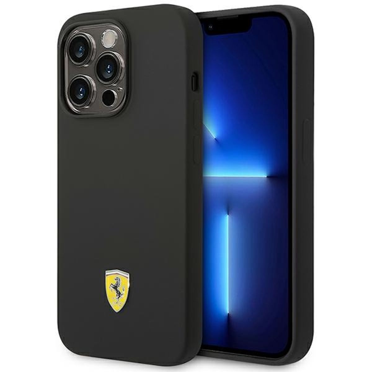 Apple, Pro Max, Schwarz Hülle, FERRARI Metal Backcover, iPhone 14 Hardcase Magsafe Logo