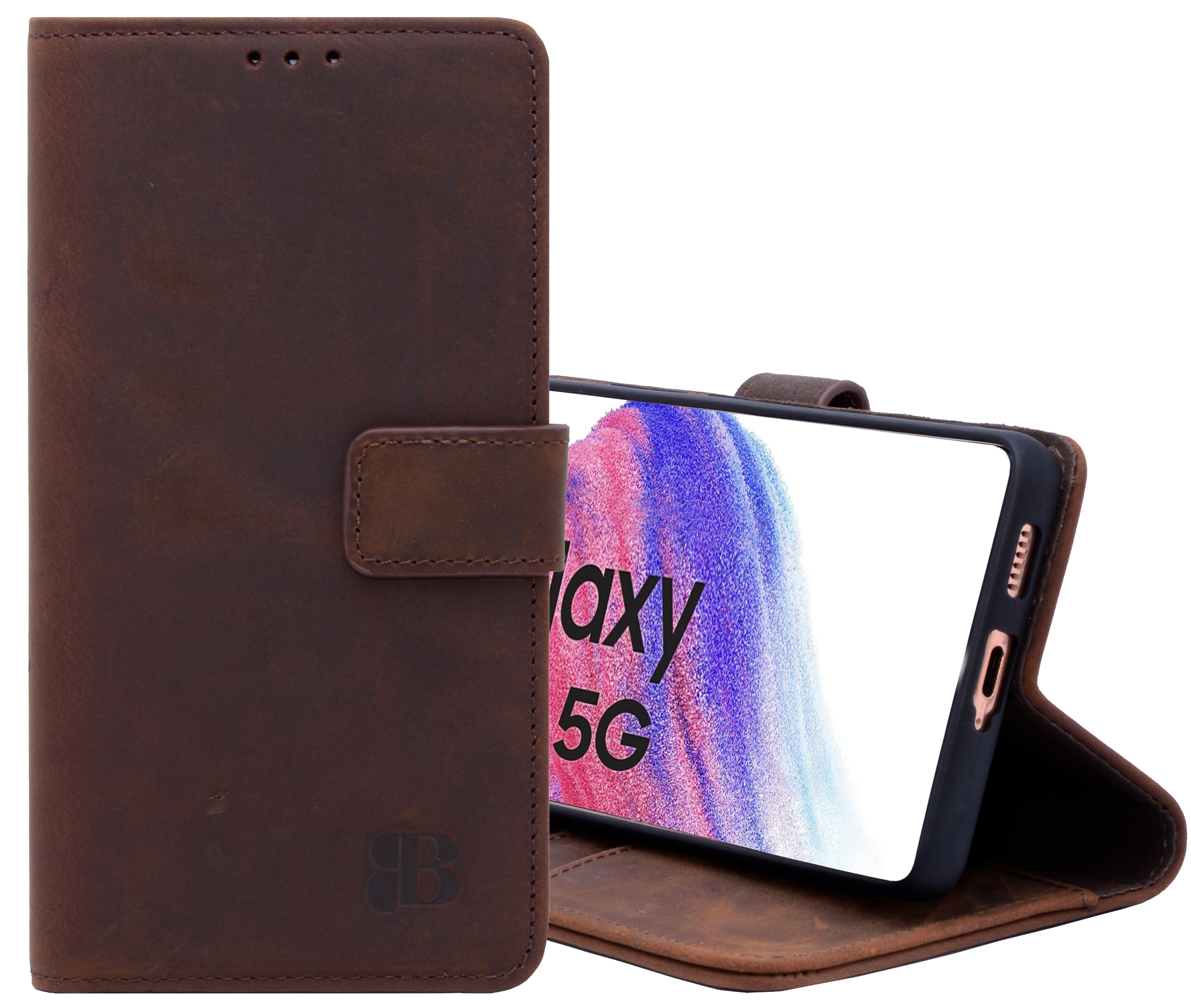 BURKLEY Leder Handytasche, Samsung, Coffee Galaxy A53, Brown Bookcover