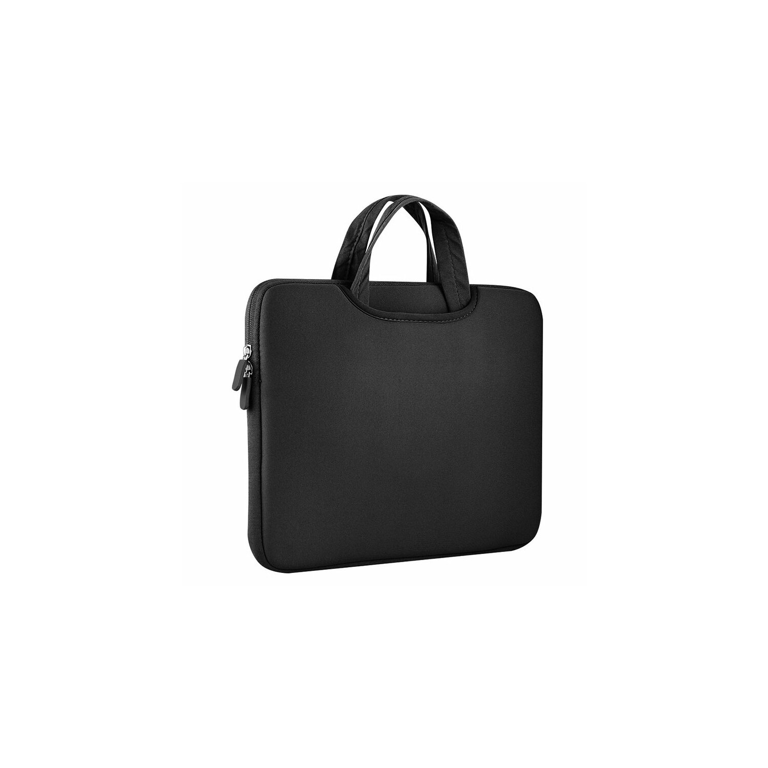 Schwarze Laptoptasche mit Griff. Isoliert auf weißem Hintergrund.