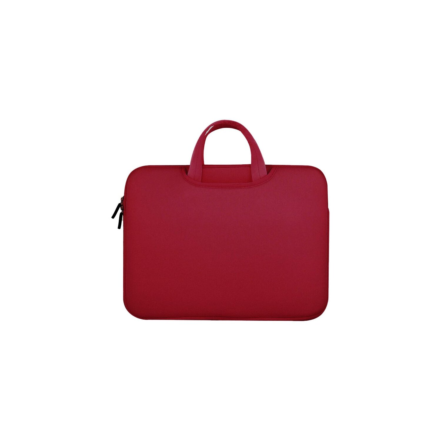 Burgunderfarbene Laptoptasche mit Griff, auf weißem Hintergrund.