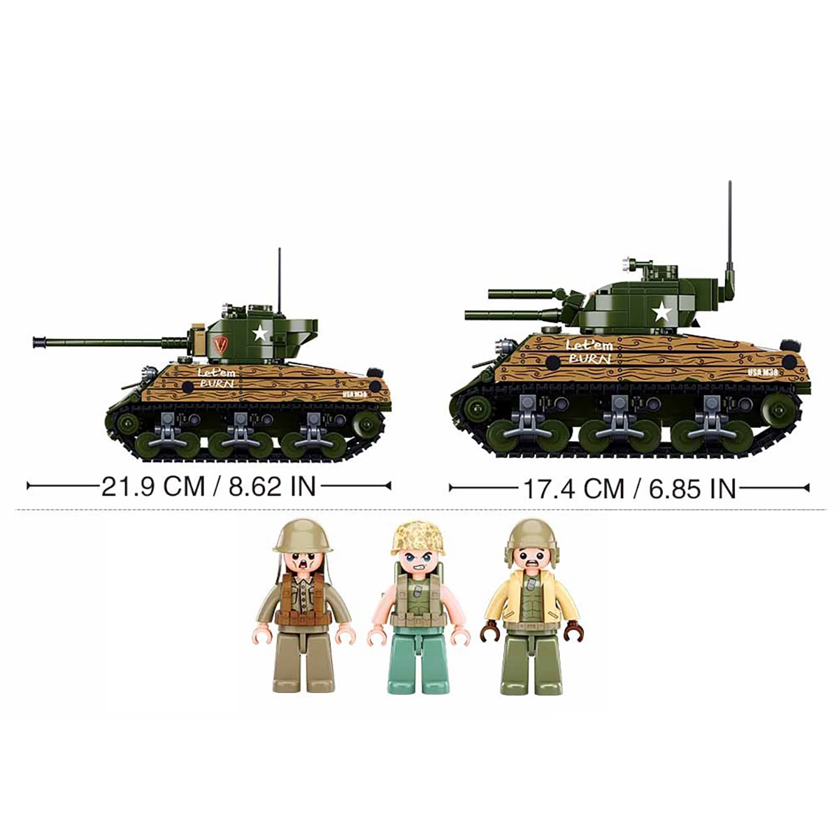 SLUBAN Mittelschwerer Panzer M4A3 Teile) (715 Klemmbausteine Bausatz) (2-in1
