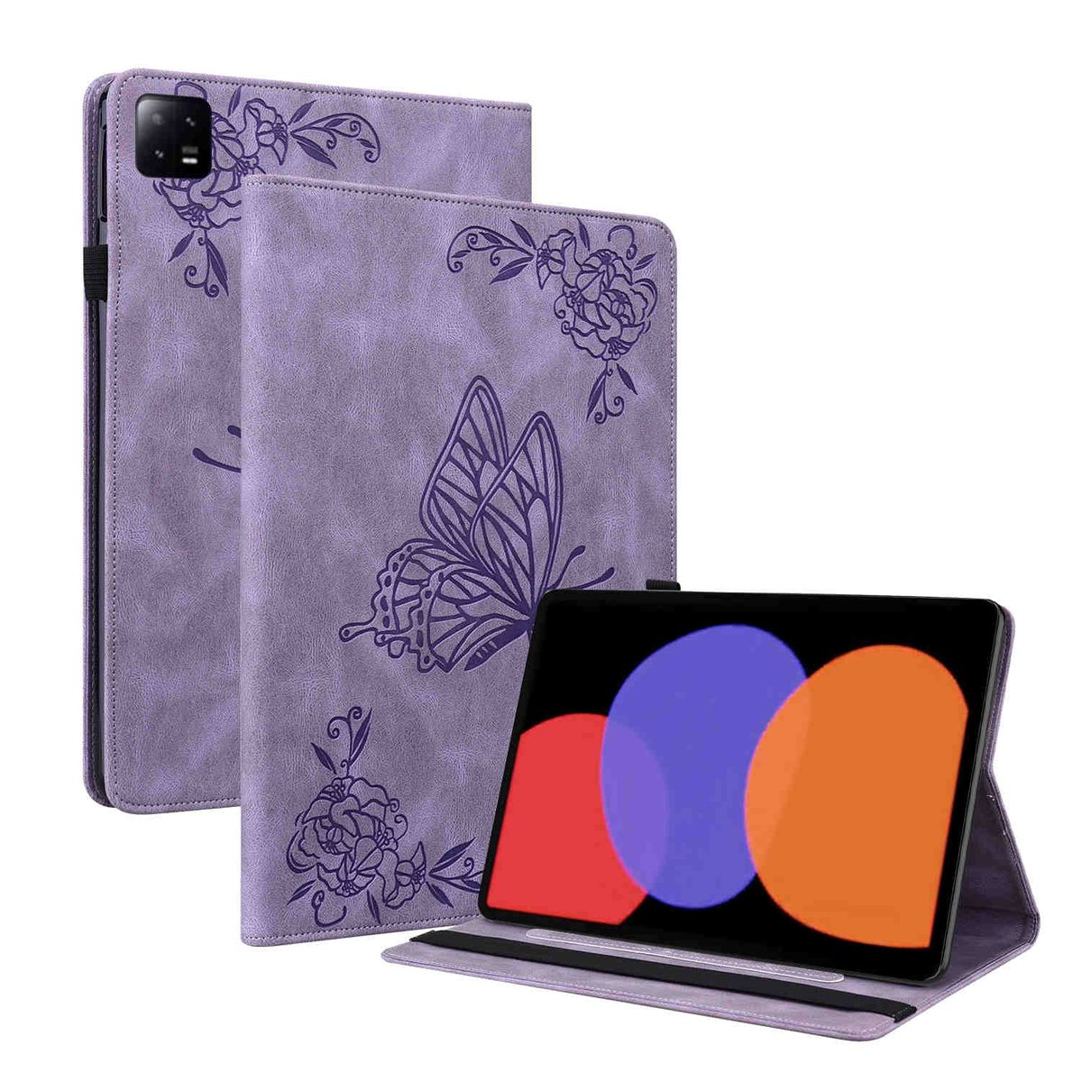 WIGENTO Aufstellbare Kunst-Leder Cover, Pad Style, Full Pro 11 Xiaomi, Zoll, 6 / 6 Tasche Schmetterling Lila Pad