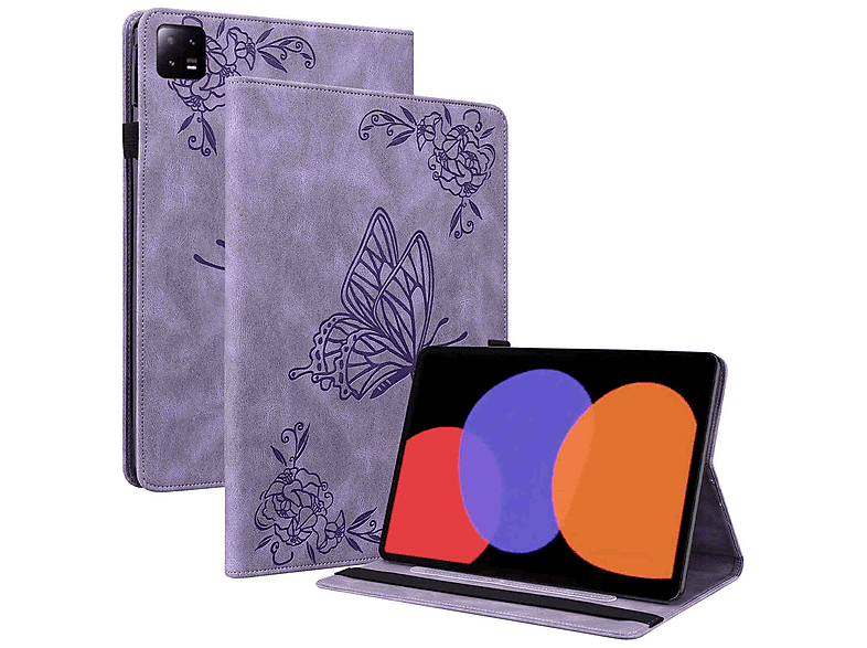 WIGENTO Aufstellbare Kunst-Leder Cover, Pad Style, Full Pro 11 Xiaomi, Zoll, 6 / 6 Tasche Schmetterling Lila Pad