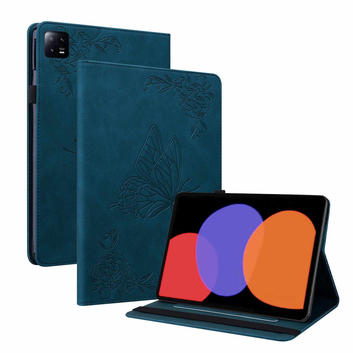 Pad 6 6 11 WIGENTO Kunst-Leder Style, / Blau Pro Aufstellbare Xiaomi, Schmetterling Cover, Tasche Full Pad Zoll,