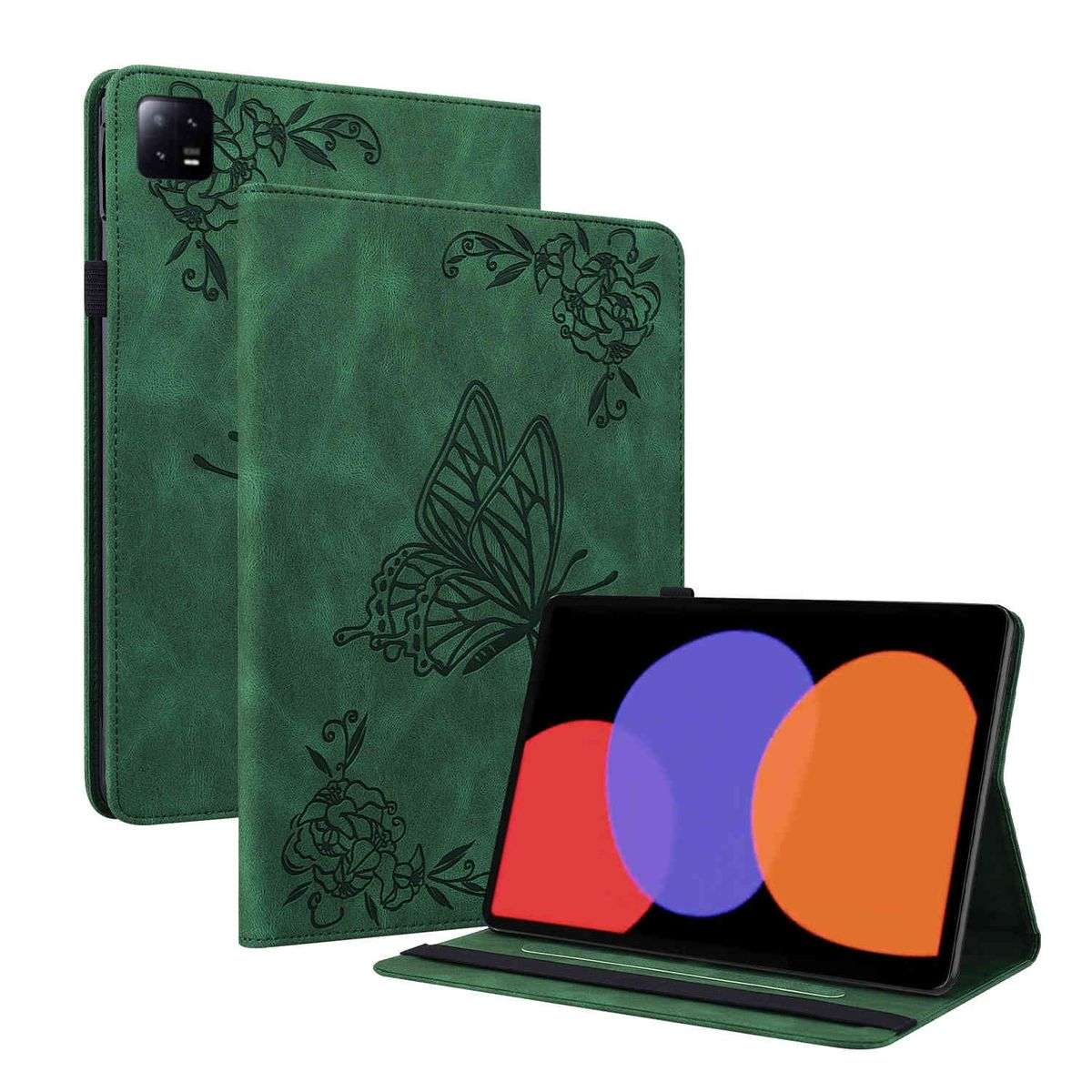 WIGENTO Aufstellbare Kunst-Leder Tasche Zoll, 11 Pro 6 Xiaomi, Style, / Grün 6 Pad Pad Schmetterling Cover, Full