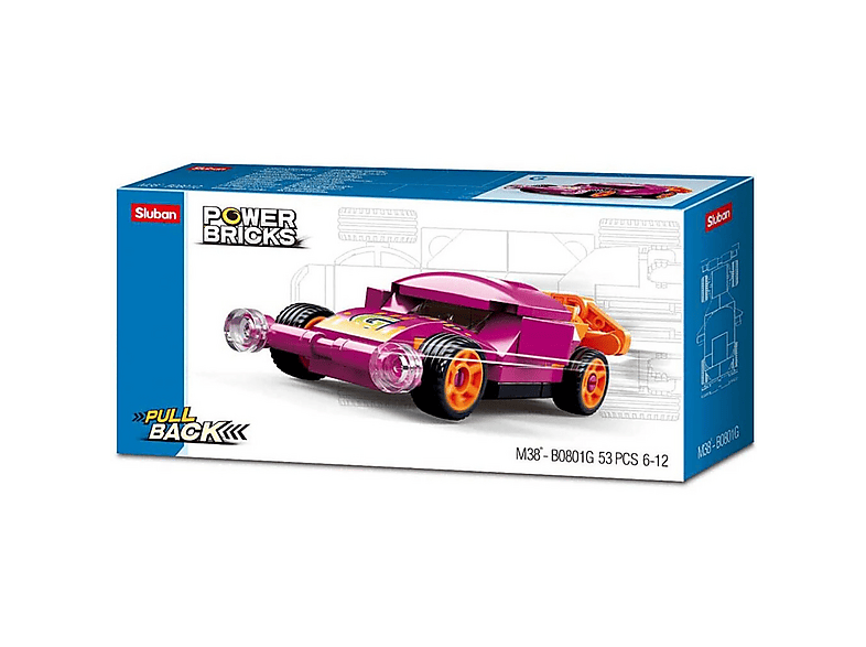 Sluban Klemmbausteine Pullback Auto Cabrio – 85 Teile, Mit Minifigur, Kompatibel Mit Anderen Marken