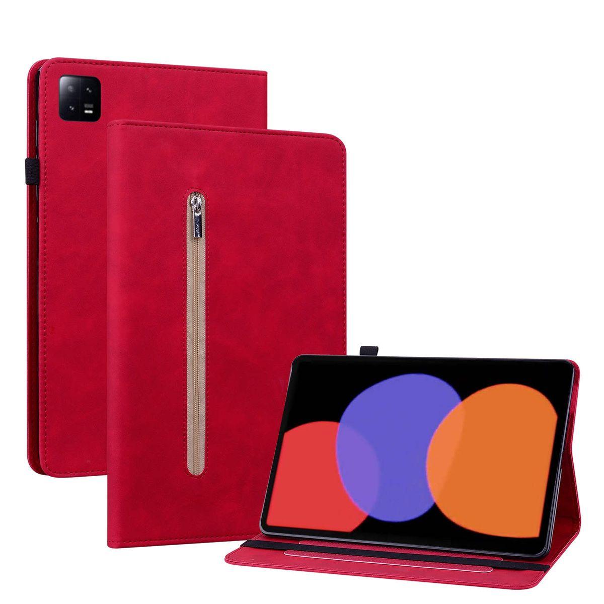 WIGENTO Aufstellbare Kunst-Leder Tasche Full Pad mit Cover, Reißverschluss, Zoll, Pro 6 / Xiaomi, 11 Pad 6 Rot