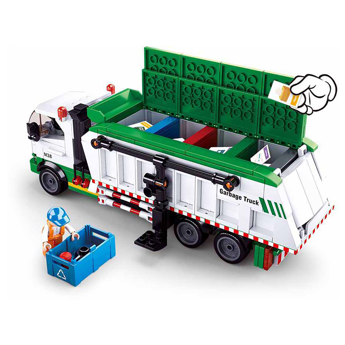 (432 [M38-B0780] Teile) mit Spiel SLUBAN Klemmbausteine Mini Müllabfuhr