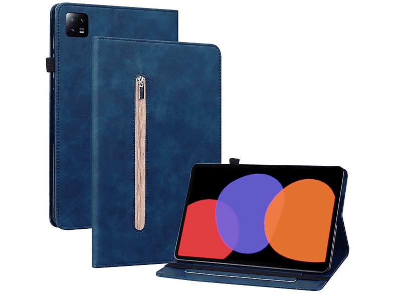 WIGENTO Aufstellbare Kunst-Leder Tasche mit Reißverschluss, Xiaomi, 11 Cover, 6 / Zoll, 6 Pad Pad Pro Full Blau