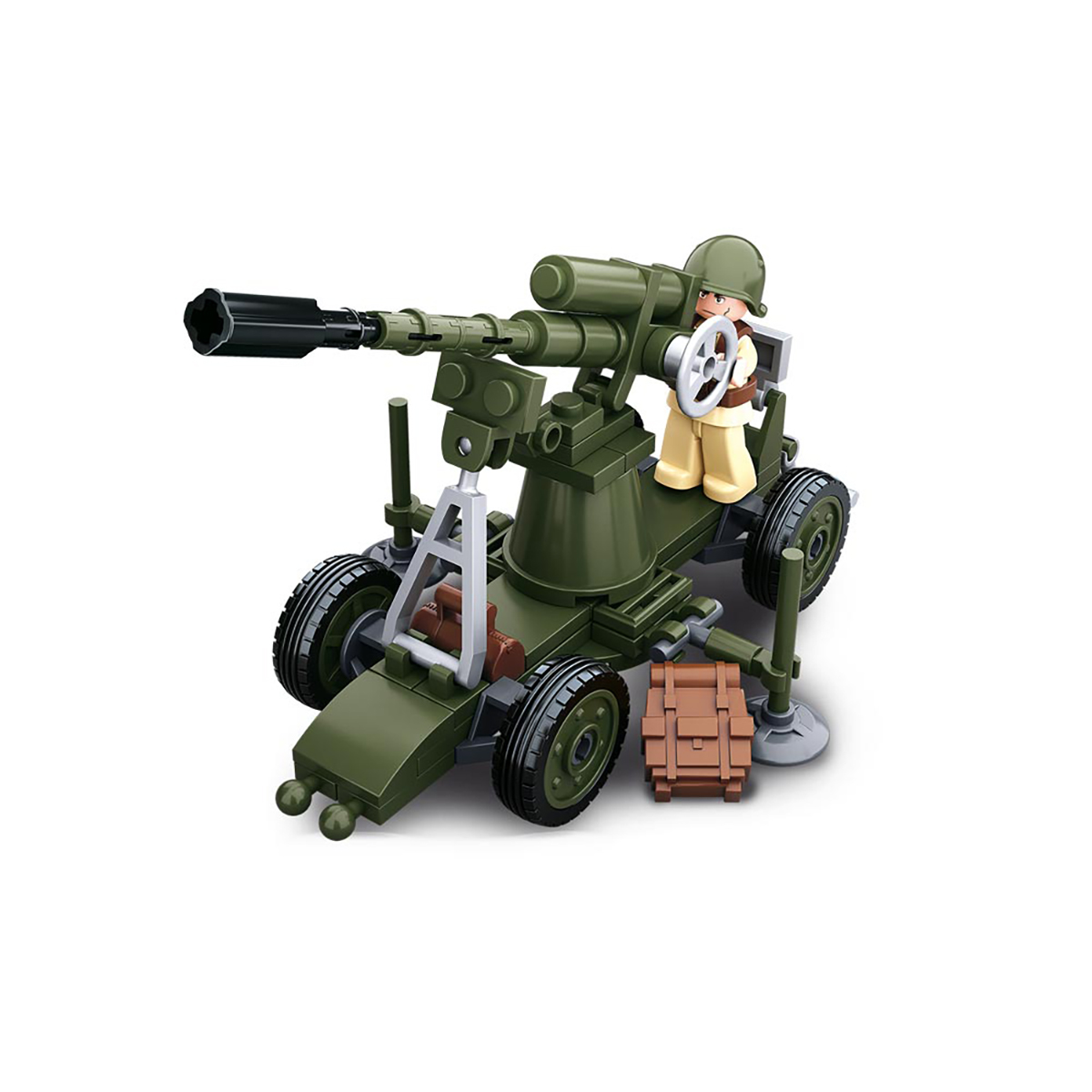 SLUBAN WWII - Mini-Bauset [M38-B0678C] Klemmbausteine Teile) Geschütz (77