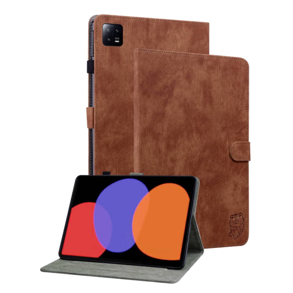 Aufstellbare Kunst-Leder Full Cover, 11 6 Tasche WIGENTO Pad Tiger Zoll, Style, Xiaomi, 6 Sand / Pro Pad Braun