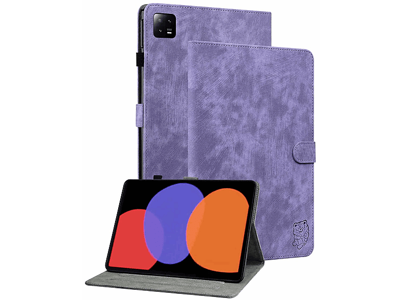 WIGENTO Aufstellbare Kunst-Leder Zoll, Pad Style, Pad 6 Lila Xiaomi, Sand Cover, Full 11 Tiger / Tasche 6 Pro
