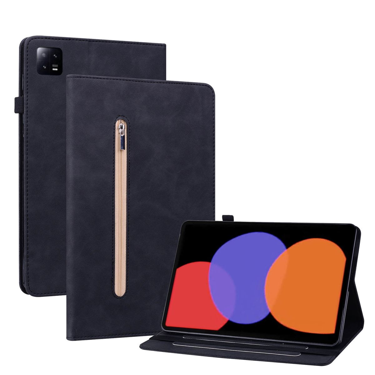 WIGENTO Zoll, Xiaomi, Tasche mit / Aufstellbare Cover, Full 6 6 Schwarz Pad Pad 11 Reißverschluss, Kunst-Leder Pro